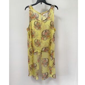 LF Millau Yellow Skull Floral Tank Top